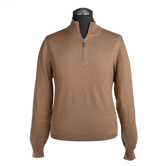 Gran Sasso Extra Fine Merino Wool Quarter-Zip Sweater in Camel