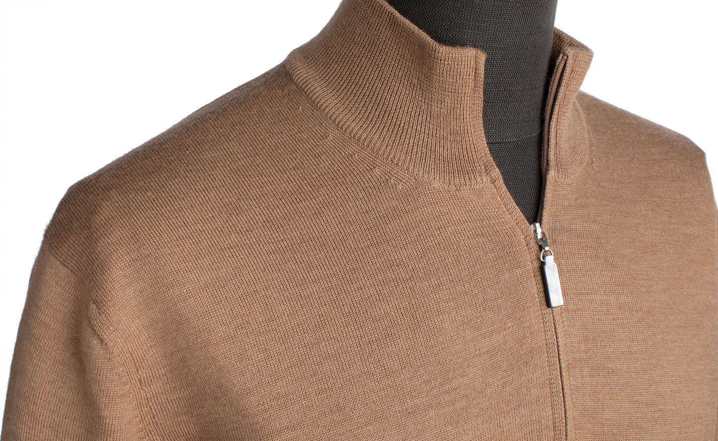 Gran Sasso Extra Fine Merino Wool Quarter-Zip Sweater in Camel