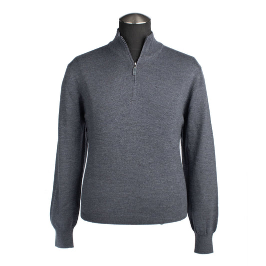 Gran Sasso Extra Fine Merino Wool Quarter-Zip Sweater in Gray