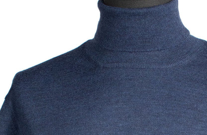 Gran Sasso Extra Fine Merino Wool Turtleneck Sweater in Mid Blue