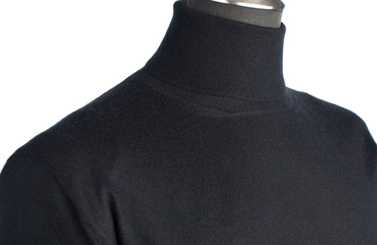 Gran Sasso Extra Fine Merino Wool Turtleneck Sweater in Black