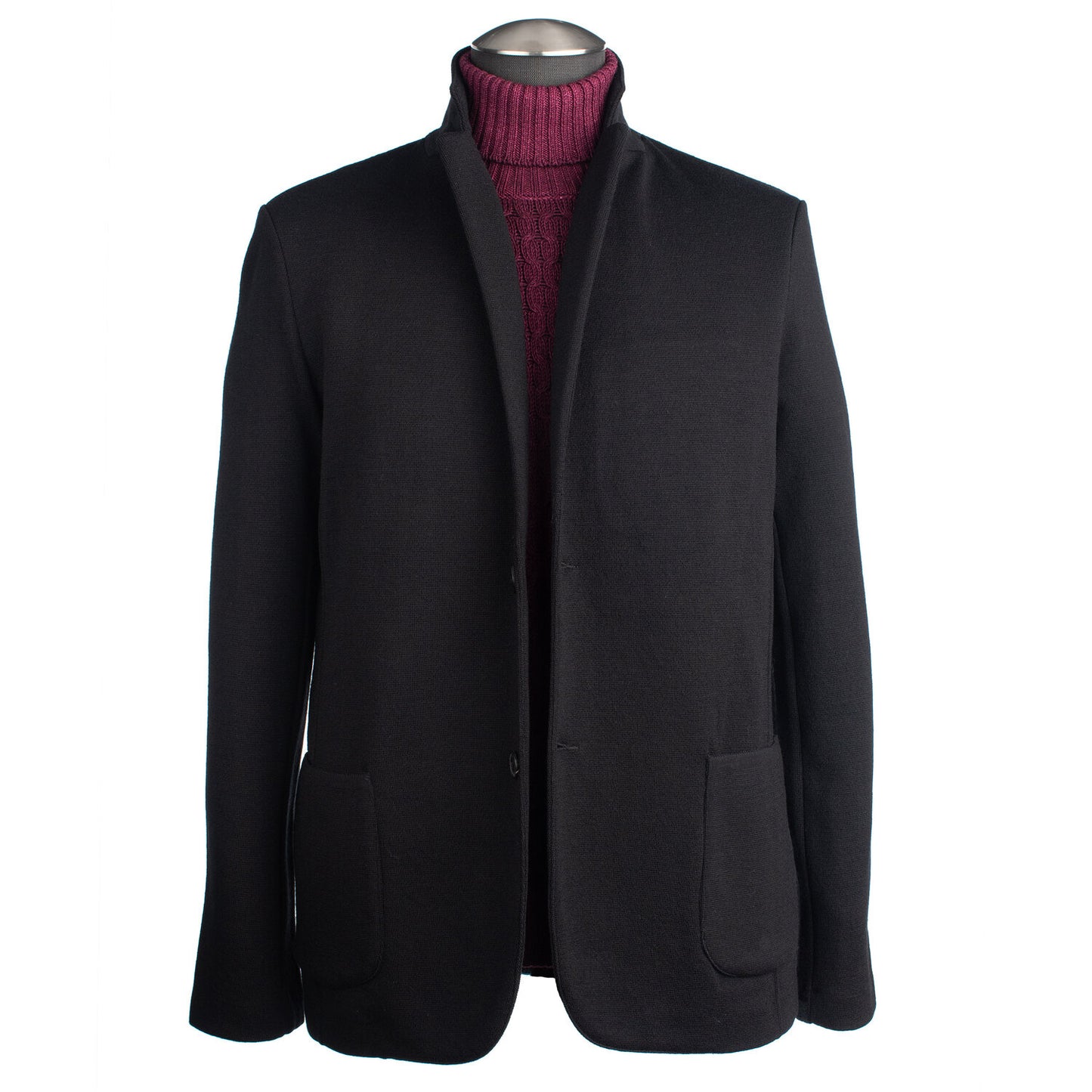Gran Sasso Oxford Knit Wool Travel Jacket in Black