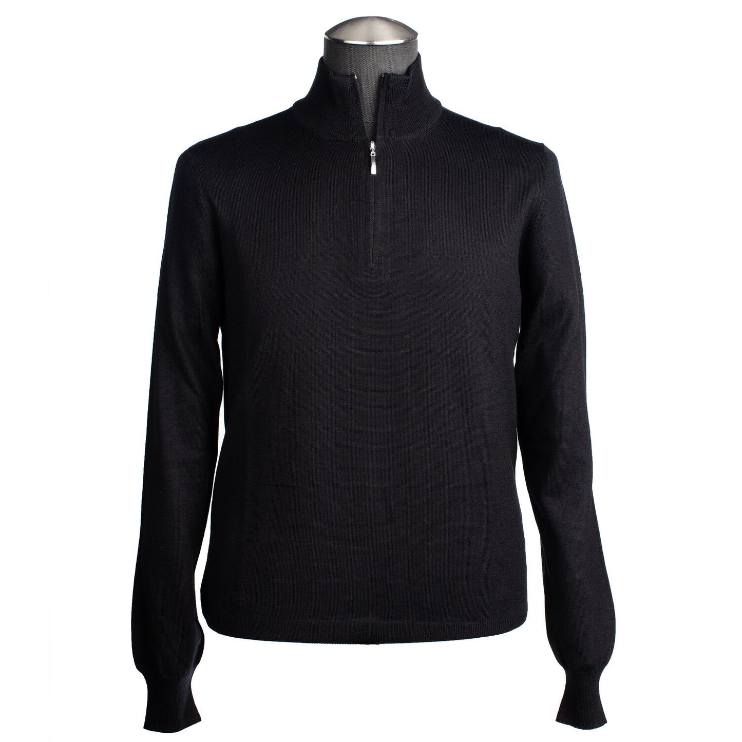 Gran Sasso Extra Fine Merino Wool Quarter-Zip Sweater in Black
