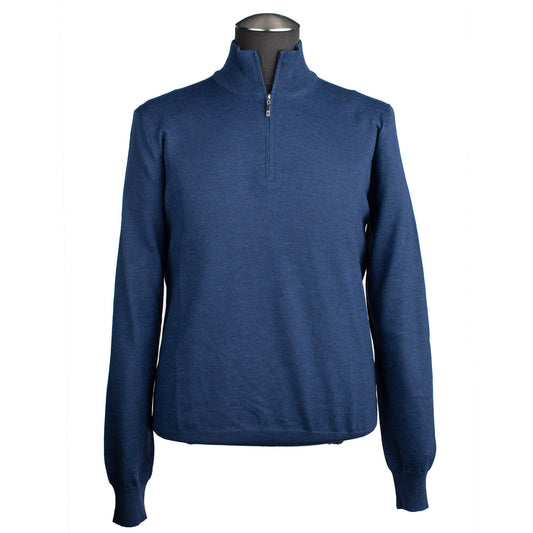 Gran Sasso Extra Fine Merino Wool Quarter-Zip Sweater in Blue
