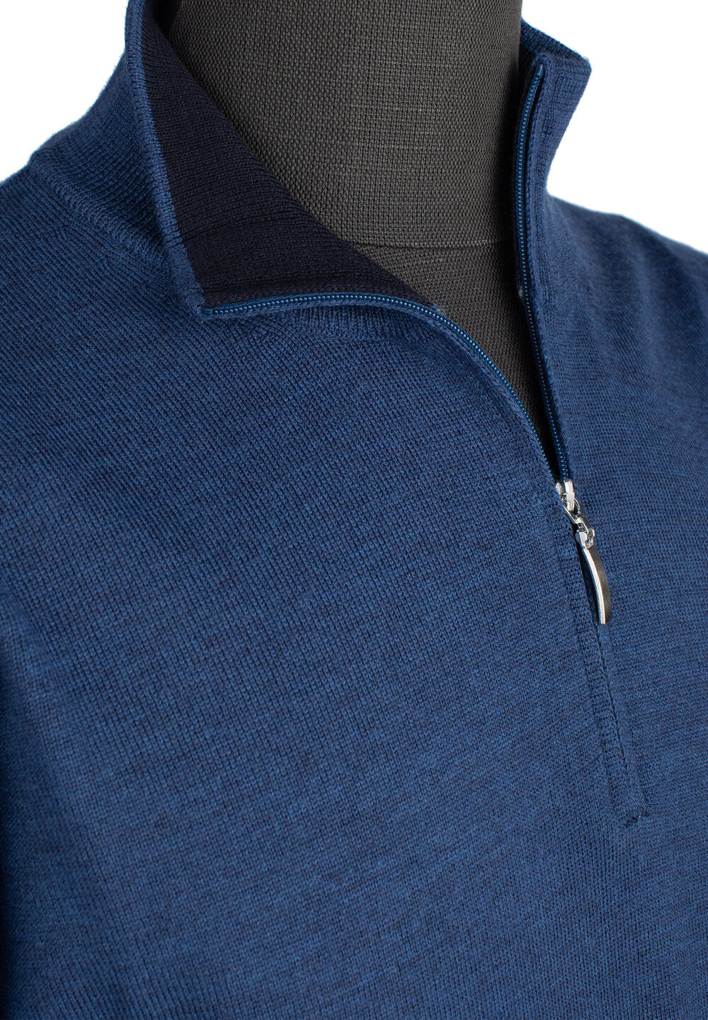 Gran Sasso Extra Fine Merino Wool Quarter-Zip Sweater in Blue