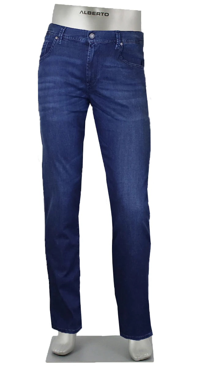 Alberto Jeans In Pipe Regular Fit Light Weigh Tencel- Mid Blue