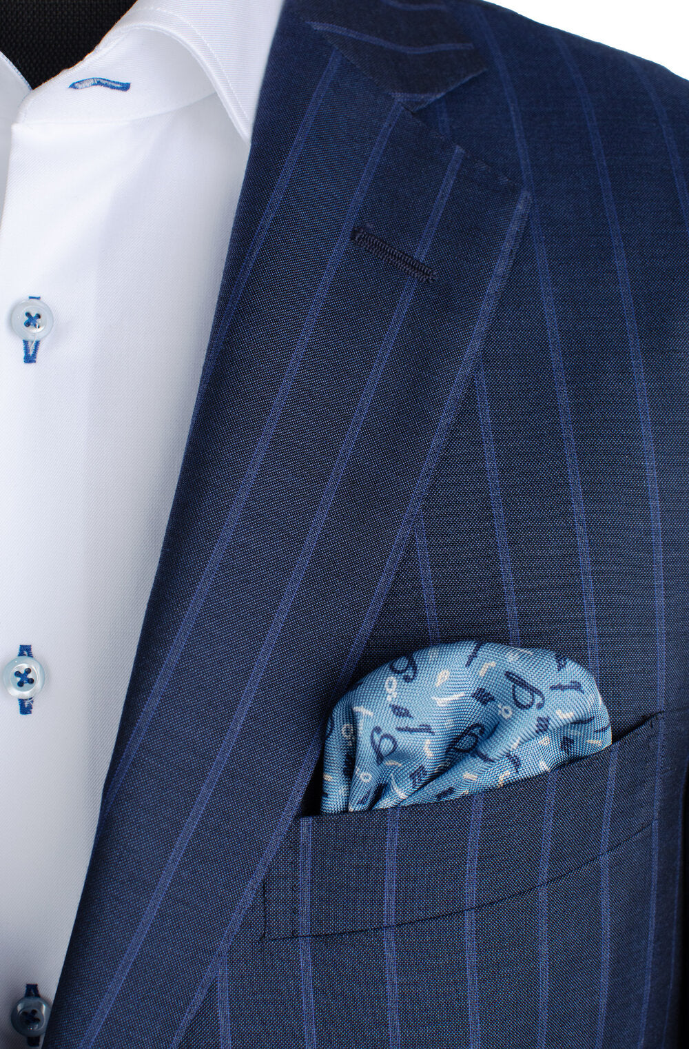 Pal Zileri Model Z Super 130 Suit in Blue Pinstripe