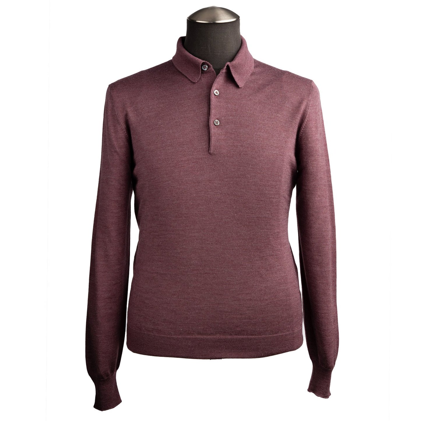 Gran Sasso Silk and Merino Wool Polo Sweater in Plum