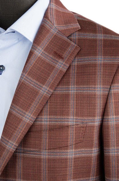 Belvest Jacket-in-the-Box Sport Coat in Rust and Beige Plaid