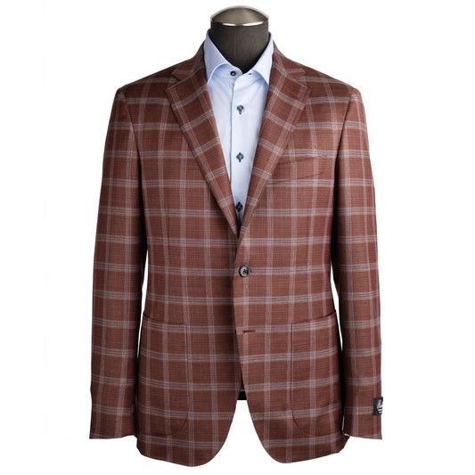 Belvest Jacket-in-the-Box Sport Coat in Rust and Beige Plaid