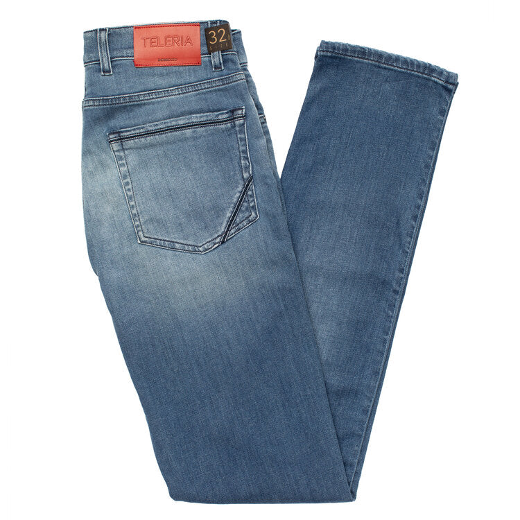 Teleria Zed Cobra Model Denim in Washed Mid Dark Blue Denim