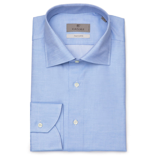 Canali Impeccabile Cotton Dress Shirt in Mid Blue
