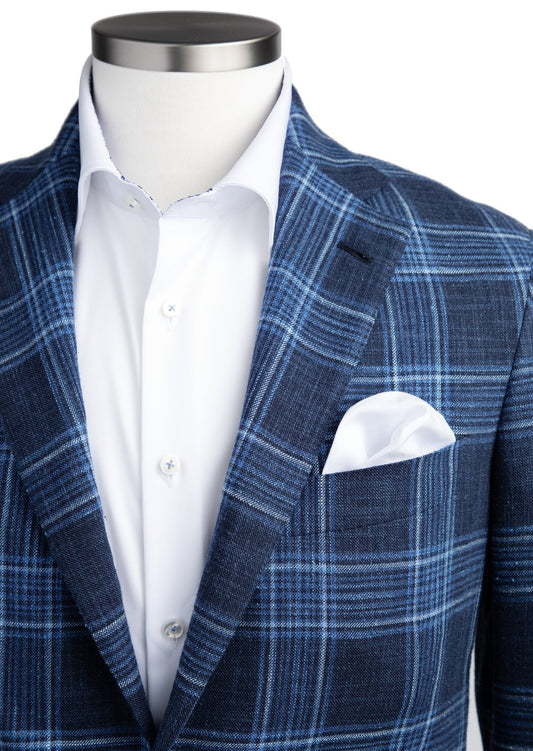 Belvest Sport Coat in Blue Windowpane
