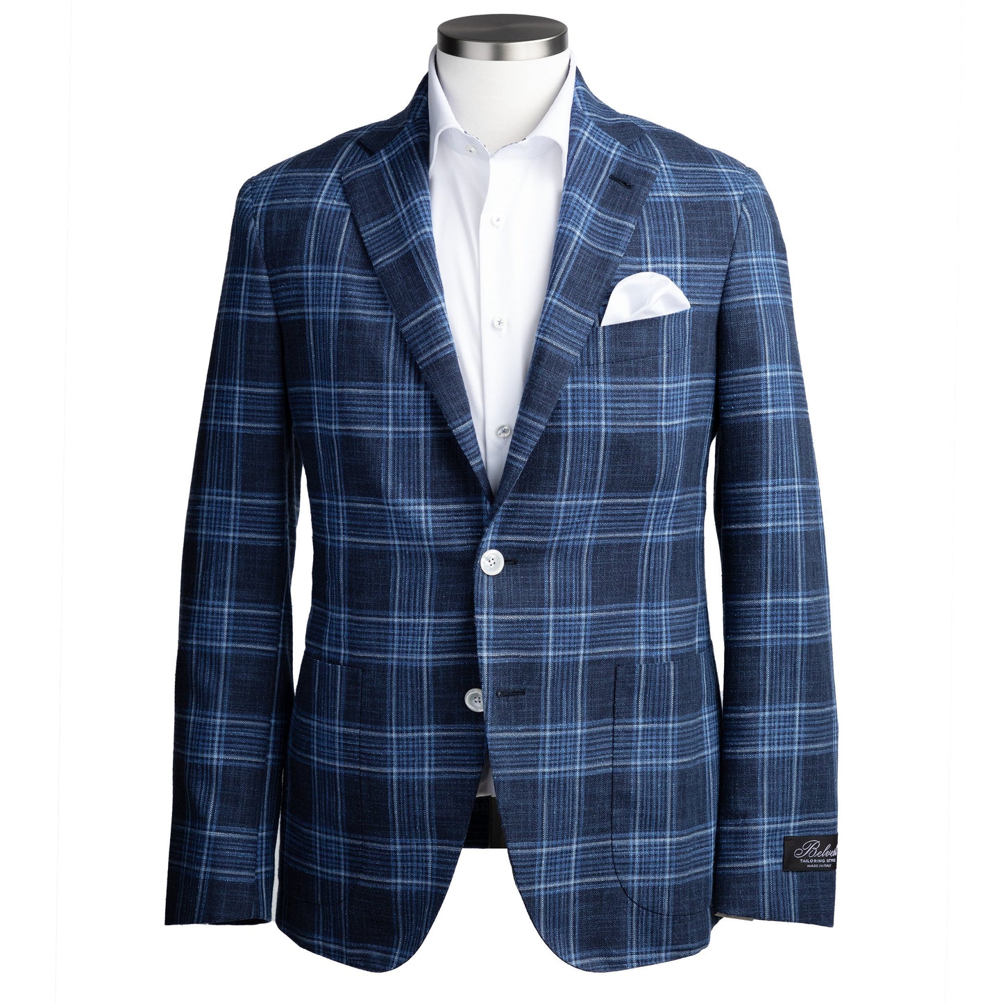 Belvest Sport Coat in Blue Windowpane