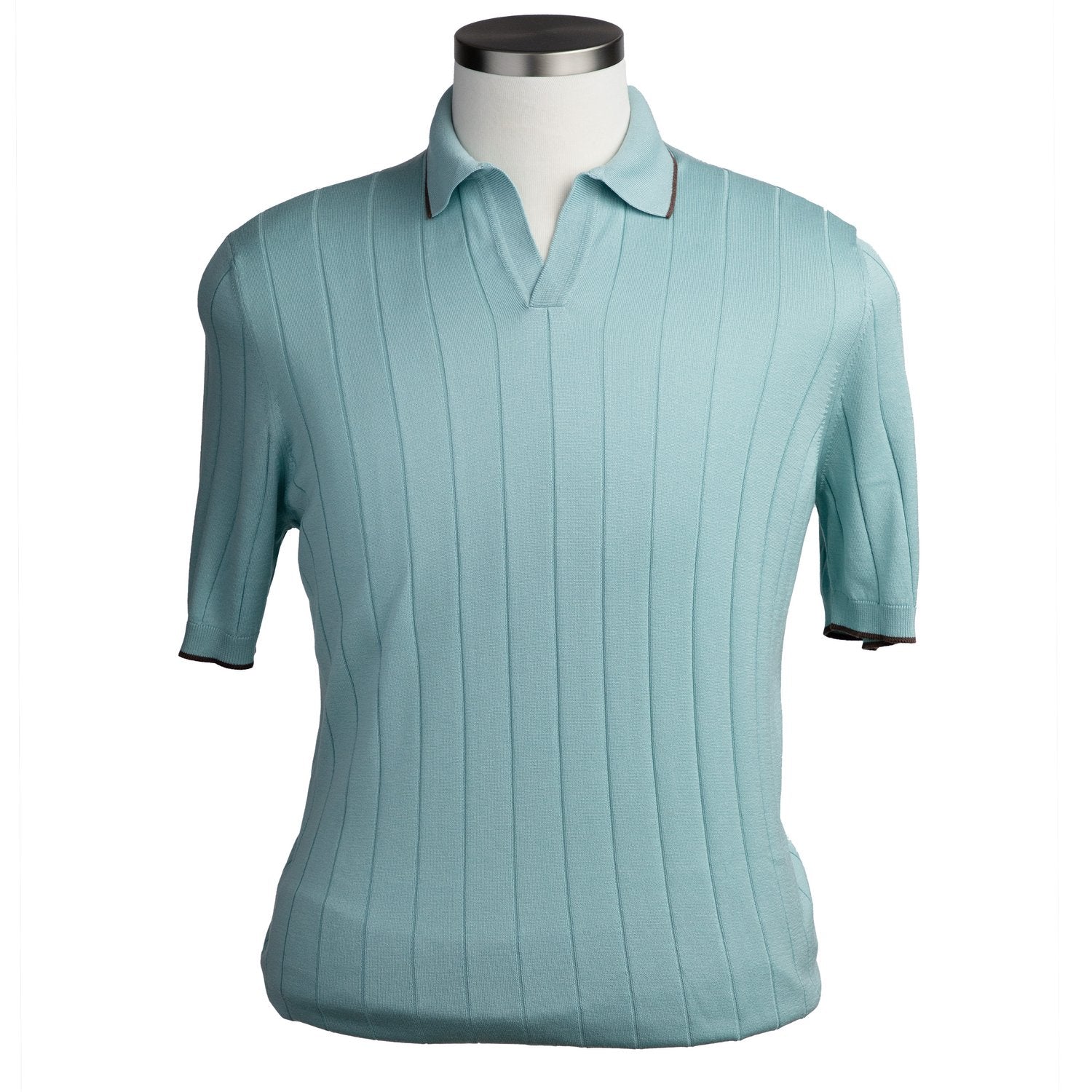 Gran Sasso Ribbed Skipper Polo Shirt in Teal