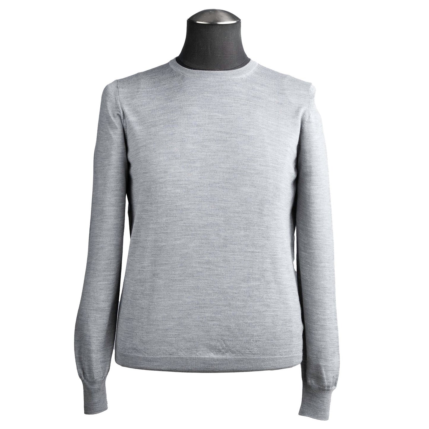 Gran Sasso Silk and Merino Wool Crew Neck Sweater in Gray