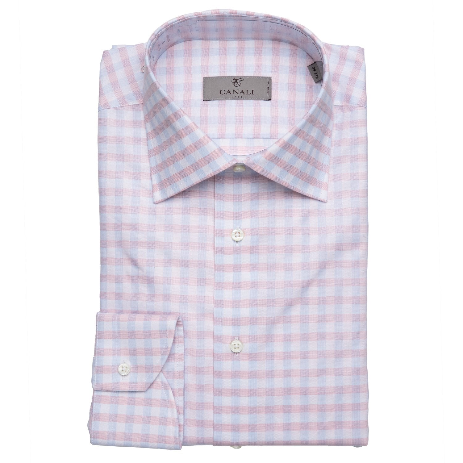 Canali Cotton Dress Shirt in Pink Check Canali Cotton Dress Shirt in Pink Check