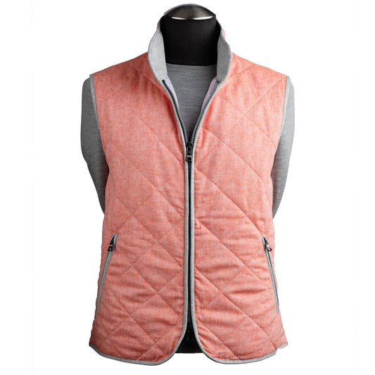 Waterville Quilted Cotton and Linen Vest in Salmon