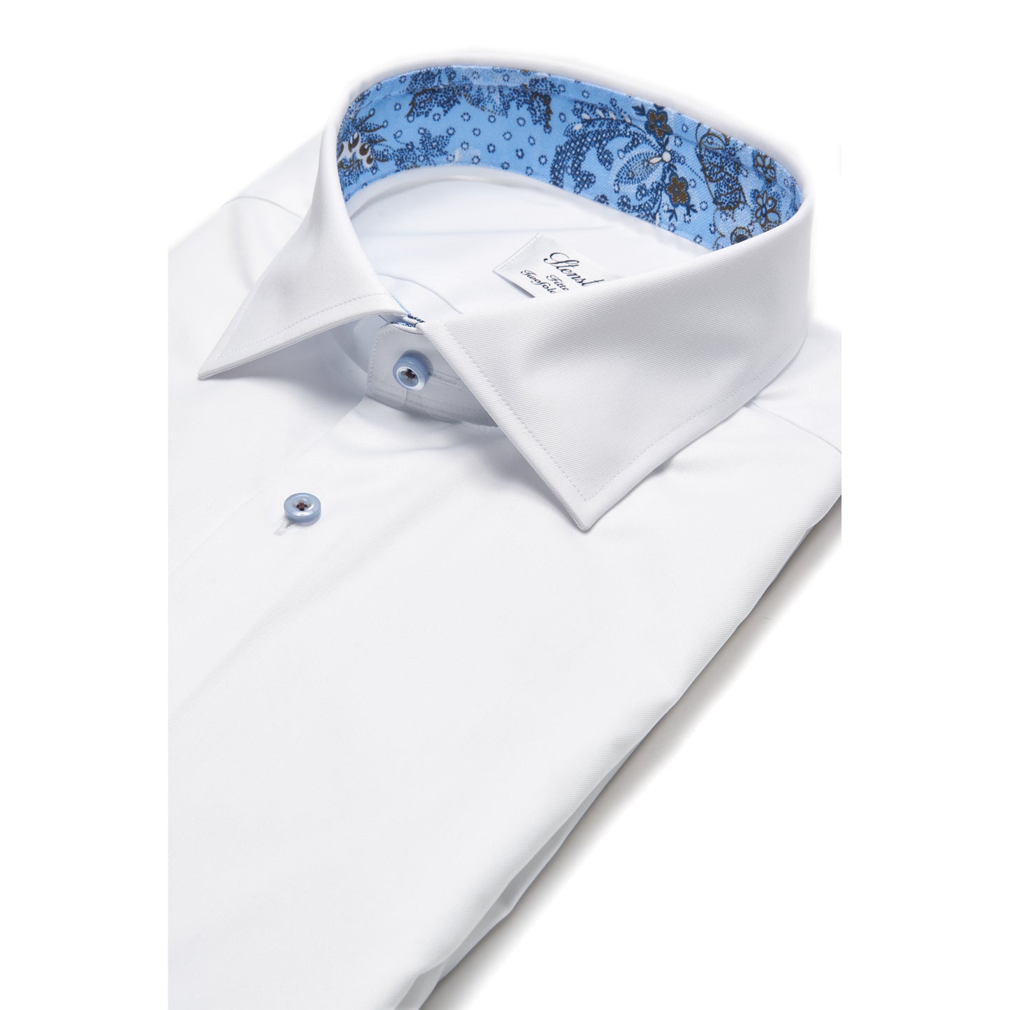 Stenstroms Fitted Body Sport Shirt With Contrast - In White