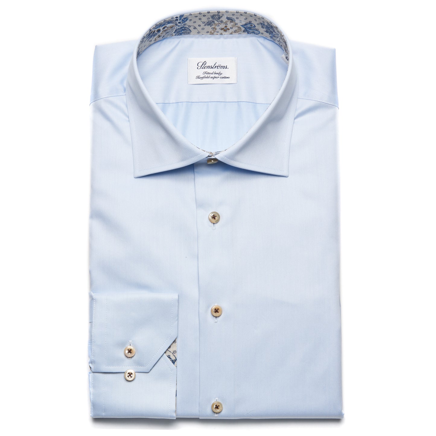Stenstroms Sport Shirt With Contrast Slim Fit-Light Blue