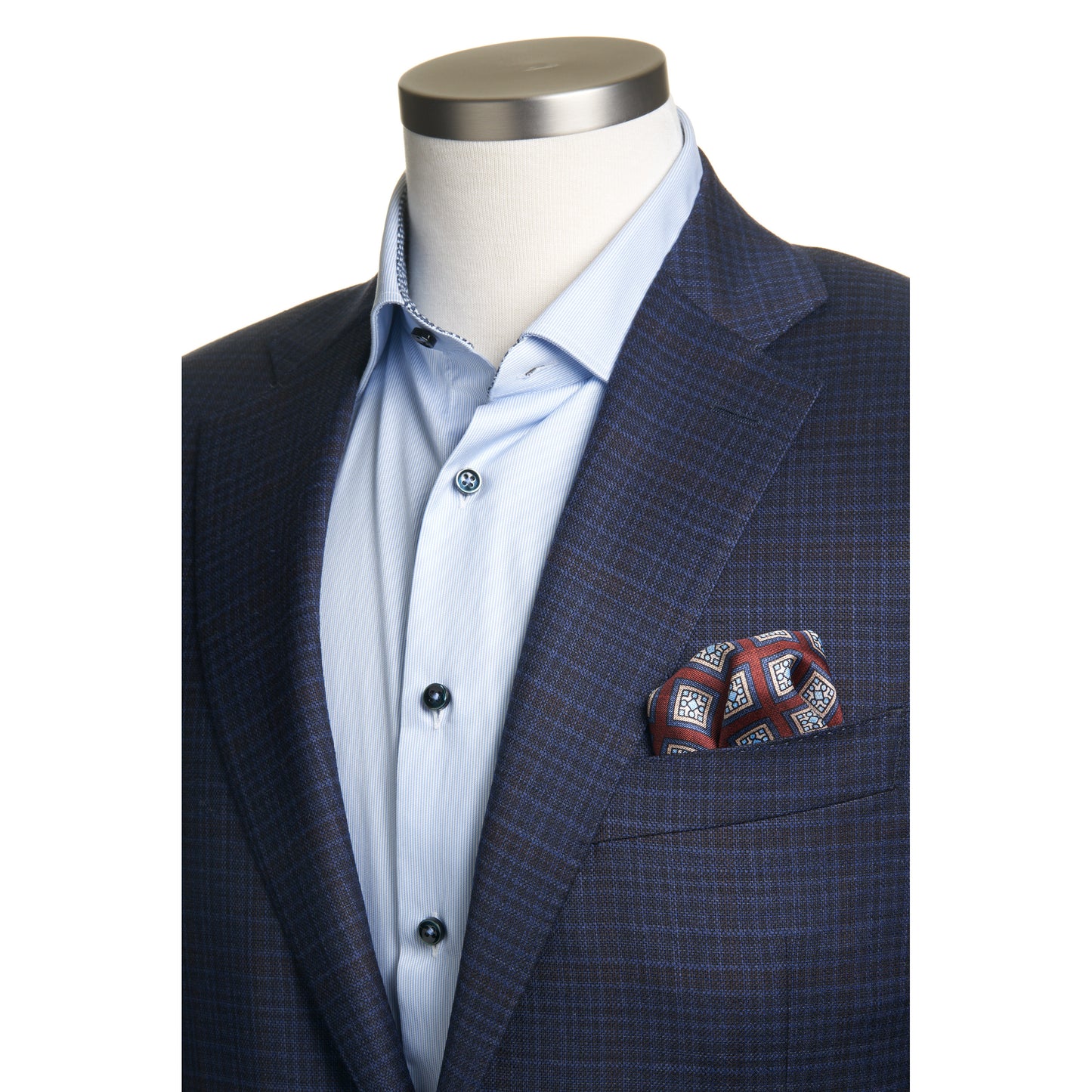 Canali Siena Model Light Wool check Sport Coat in - Dark Blue