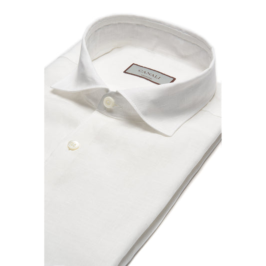 Canali Linen Sport Shirt in White