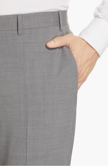 Canali Siena Classic Fit Super 130's Wool Dress Pants in Light Grey