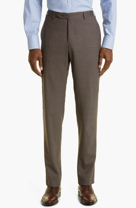 Canali Siena Classic Fit Super 130's Wool Dress Pants in Chocolate Brown