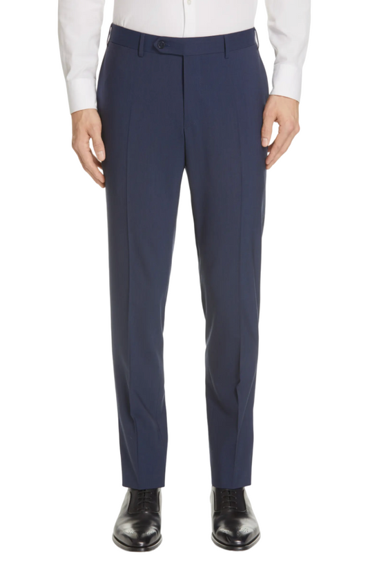 Canali Siena Classic Fit Super 130's Wool Dress Pants in Mid Blue