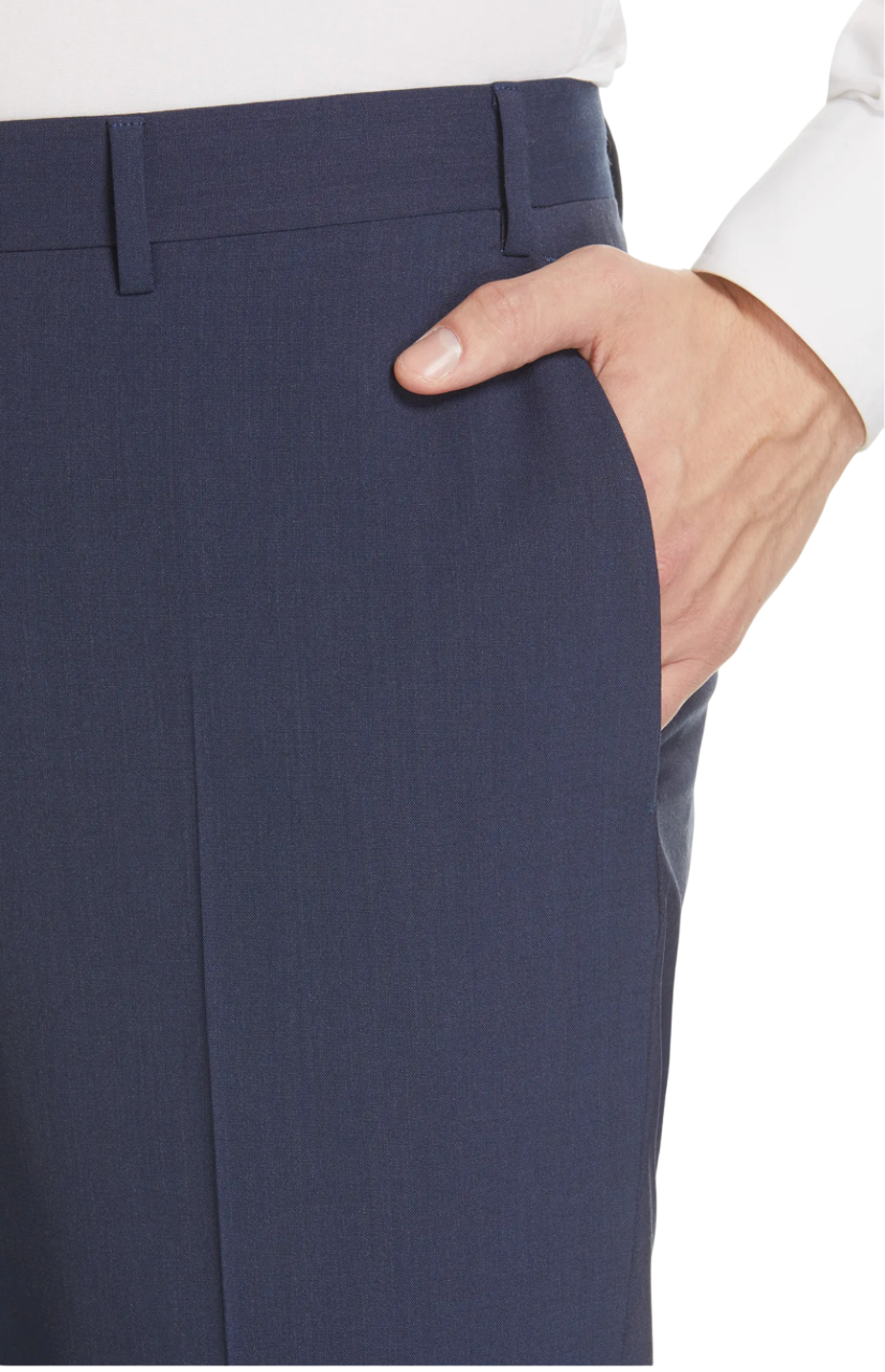 Canali Siena Classic Fit Super 130's Wool Dress Pants in Mediterranean Blue
