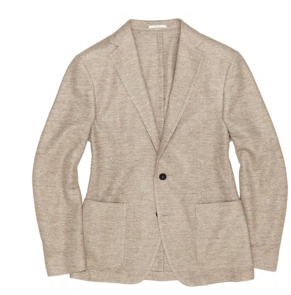 Fradi Knitted Linen & Cotton Super Light Jersey Jacket -Camel