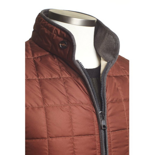 Waterville Water Repellent Quilted Nylon Vest in Burnt Orange