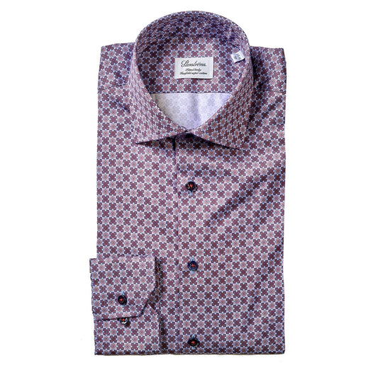 Stenströms Sport Shirt in Lavender and Brown Geometric Pattern