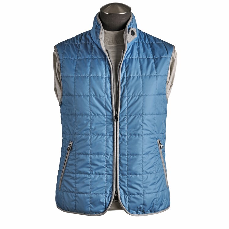 Waterville Water Repellent Quilted Nylon Vest in Sky Blue