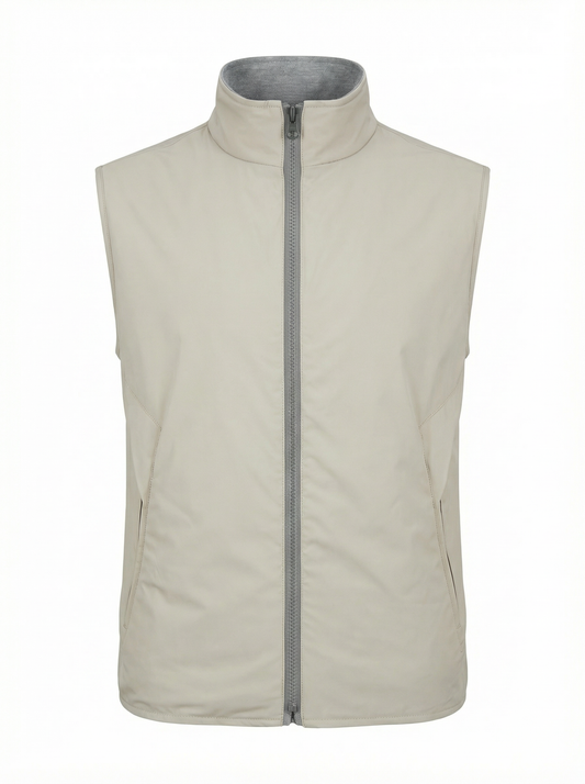 Waterville Silk & Virgin Wool Blend Reversible Vest in Light Grey