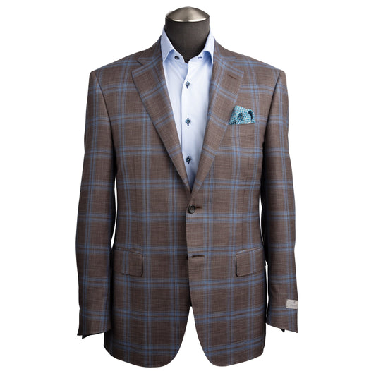 Canali Exclusive Siena Model Sport Coat in Brown and Light Blue