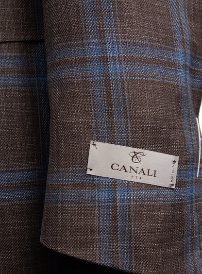 Canali Exclusive Siena Model Sport Coat in Brown and Light Blue