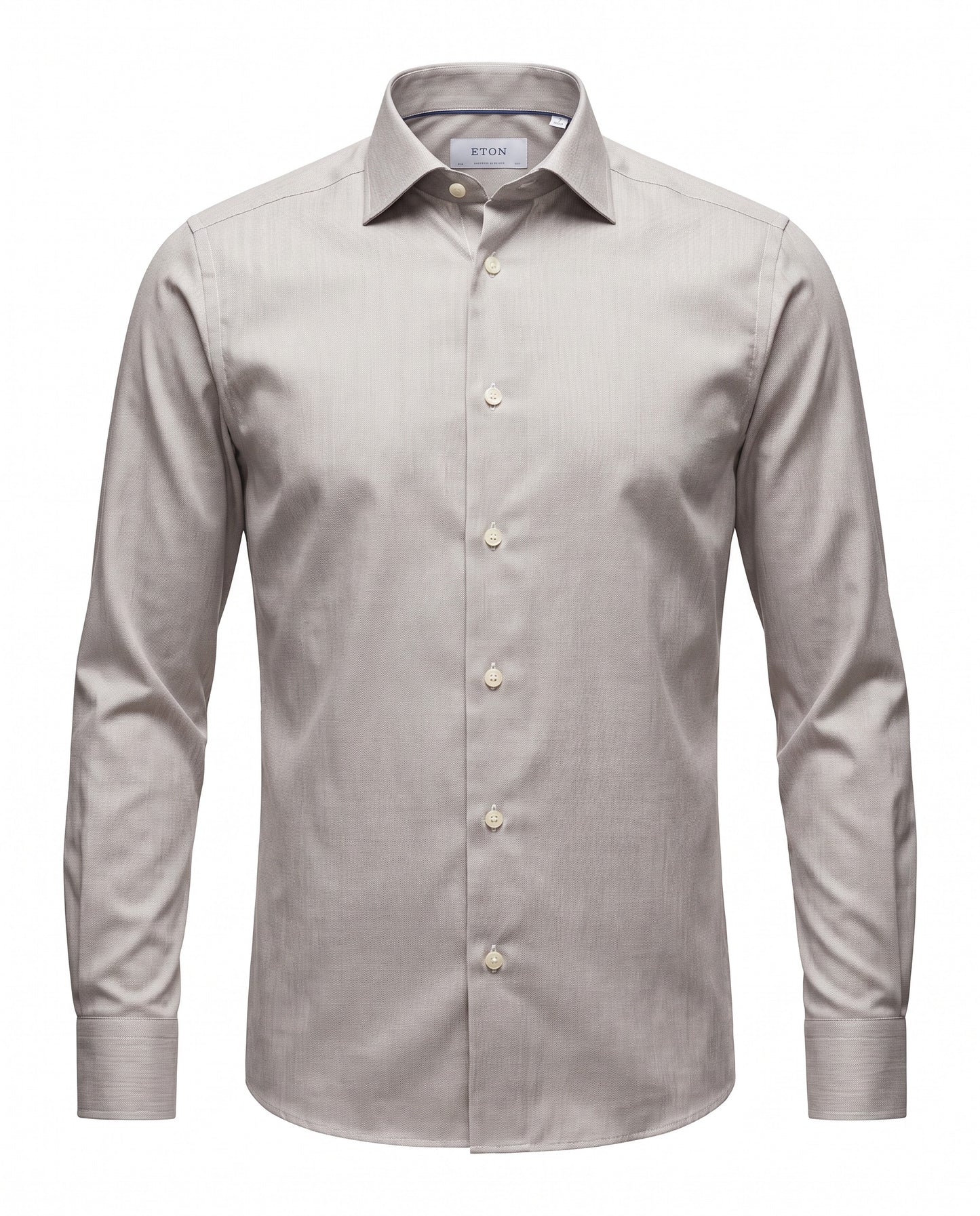 Eton End on End Twill Shirt in Taupe Contemporary Fit