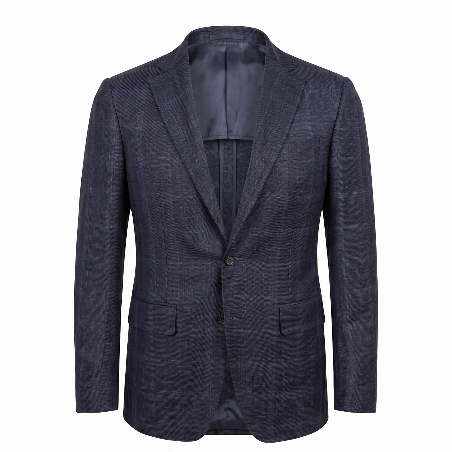 Canali Kei Model Wool Sport Coat in Midnight Plaid