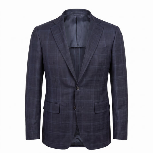 Canali Kei Model Wool Sport Coat in Midnight Plaid