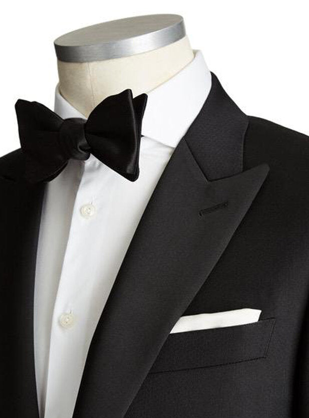 Canali Wool Two-Piece Tuxedo Suit with Satin Peak Lapel in Black