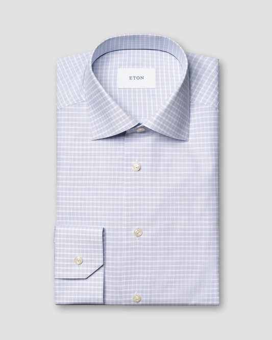 Eton Purple Fine Twill Check Shirt in Contemporary Fit