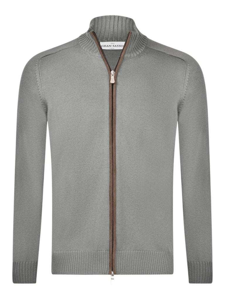 Gran Sasso Wool Full-Zip Jacket in Sage