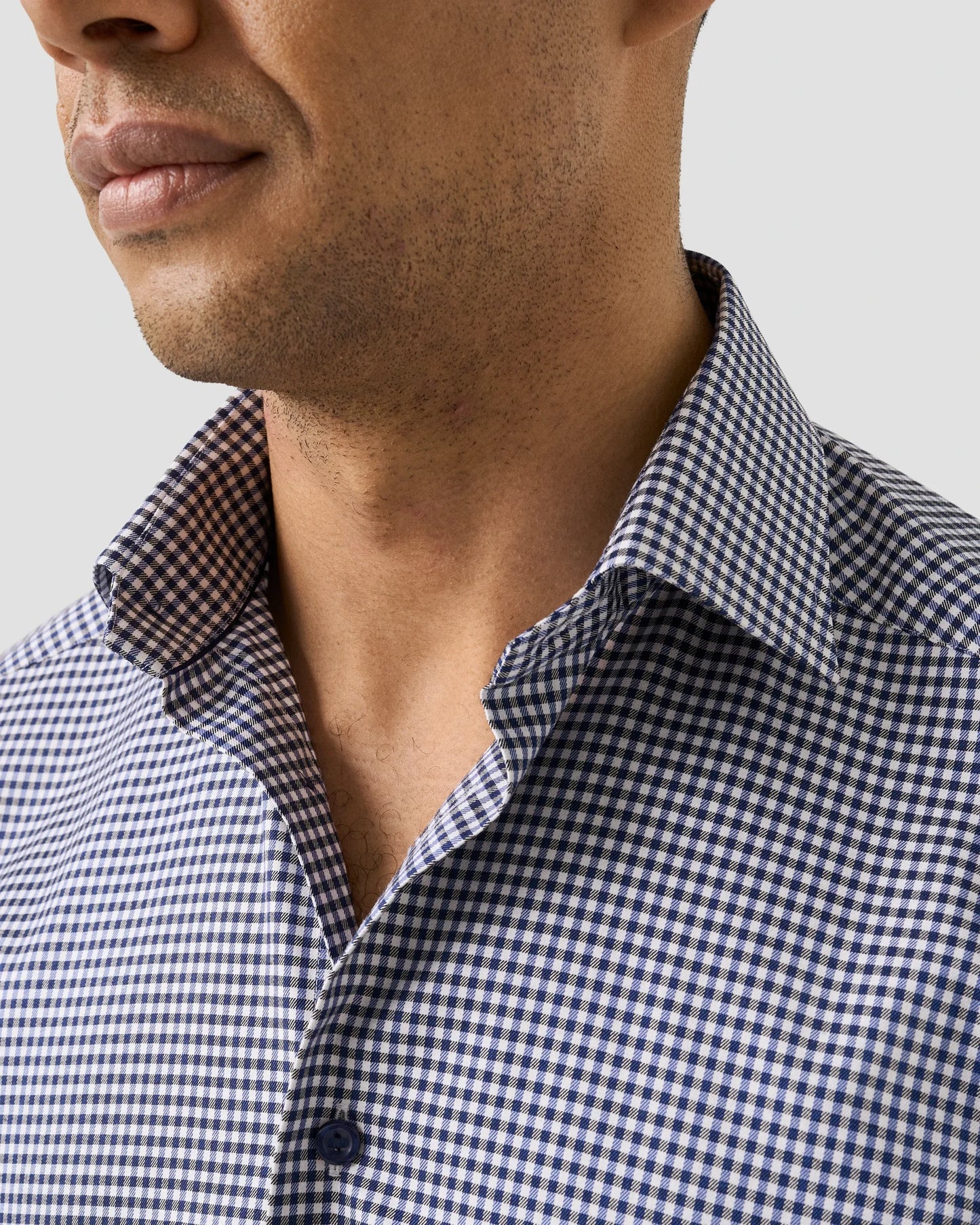 Eton Slim Check Cotton TENCEL™ Lyocell Shirt in Navy Blue