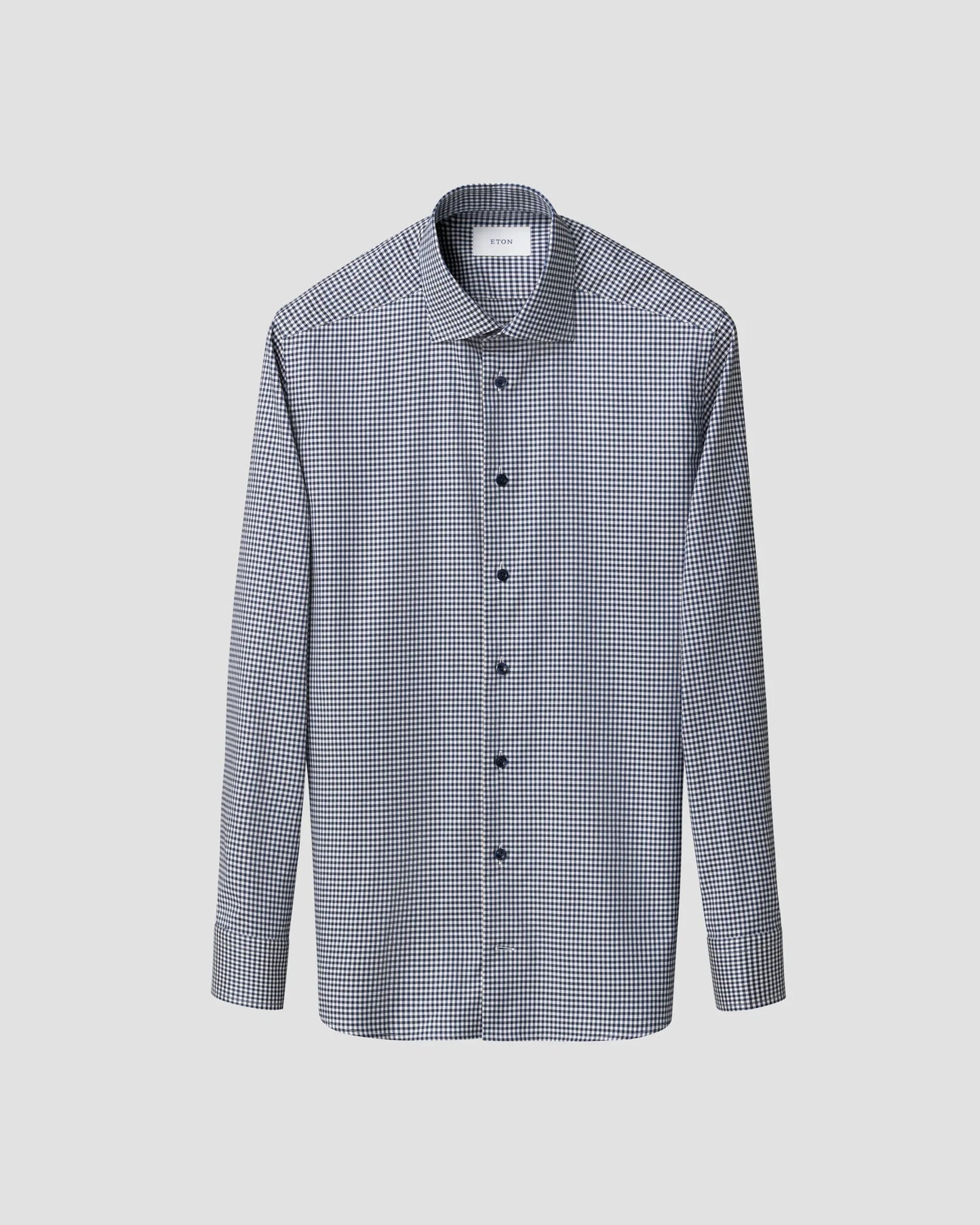 Eton Slim Check Cotton TENCEL™ Lyocell Shirt in Navy Blue
