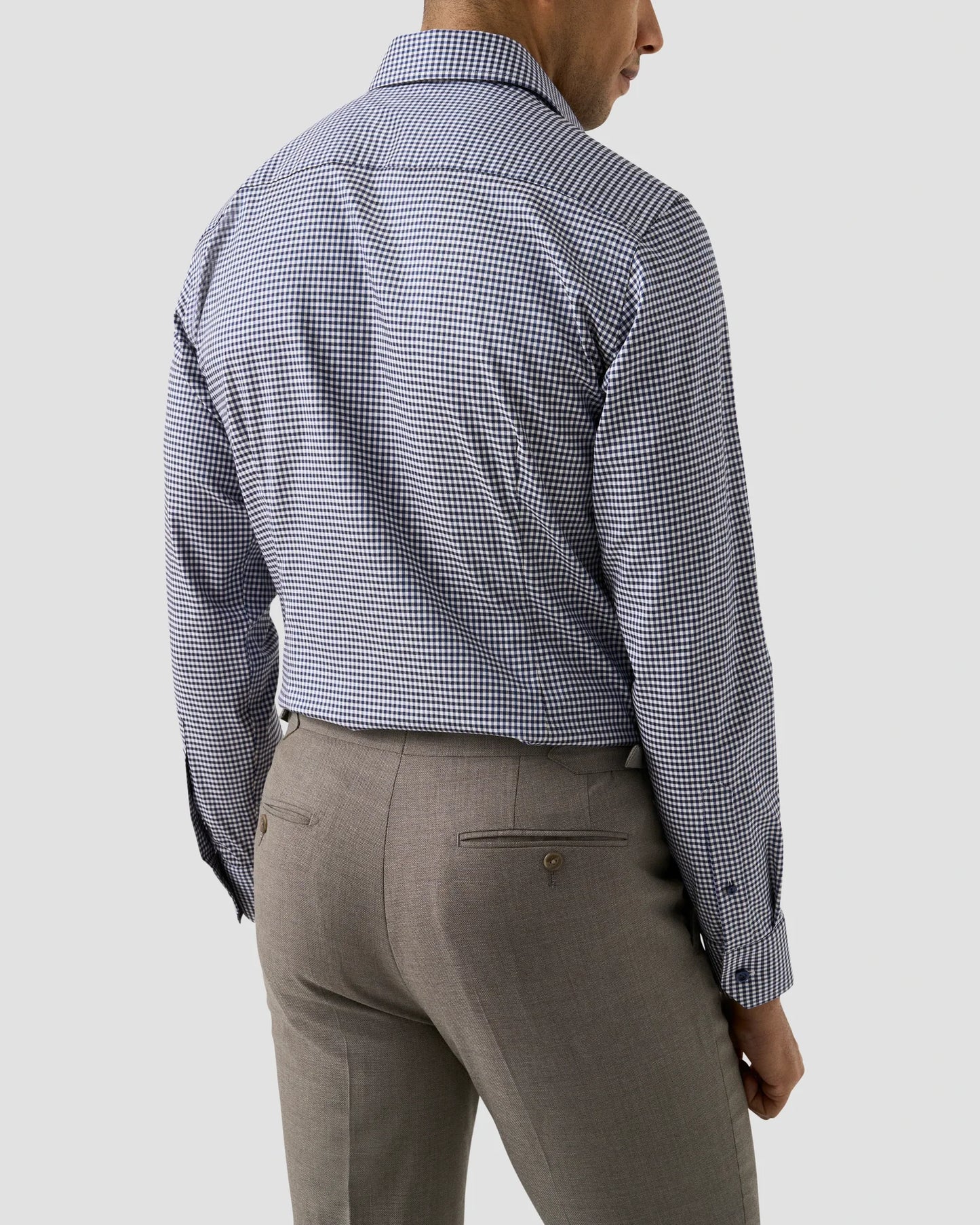 Eton Slim Check Cotton TENCEL™ Lyocell Shirt in Navy Blue