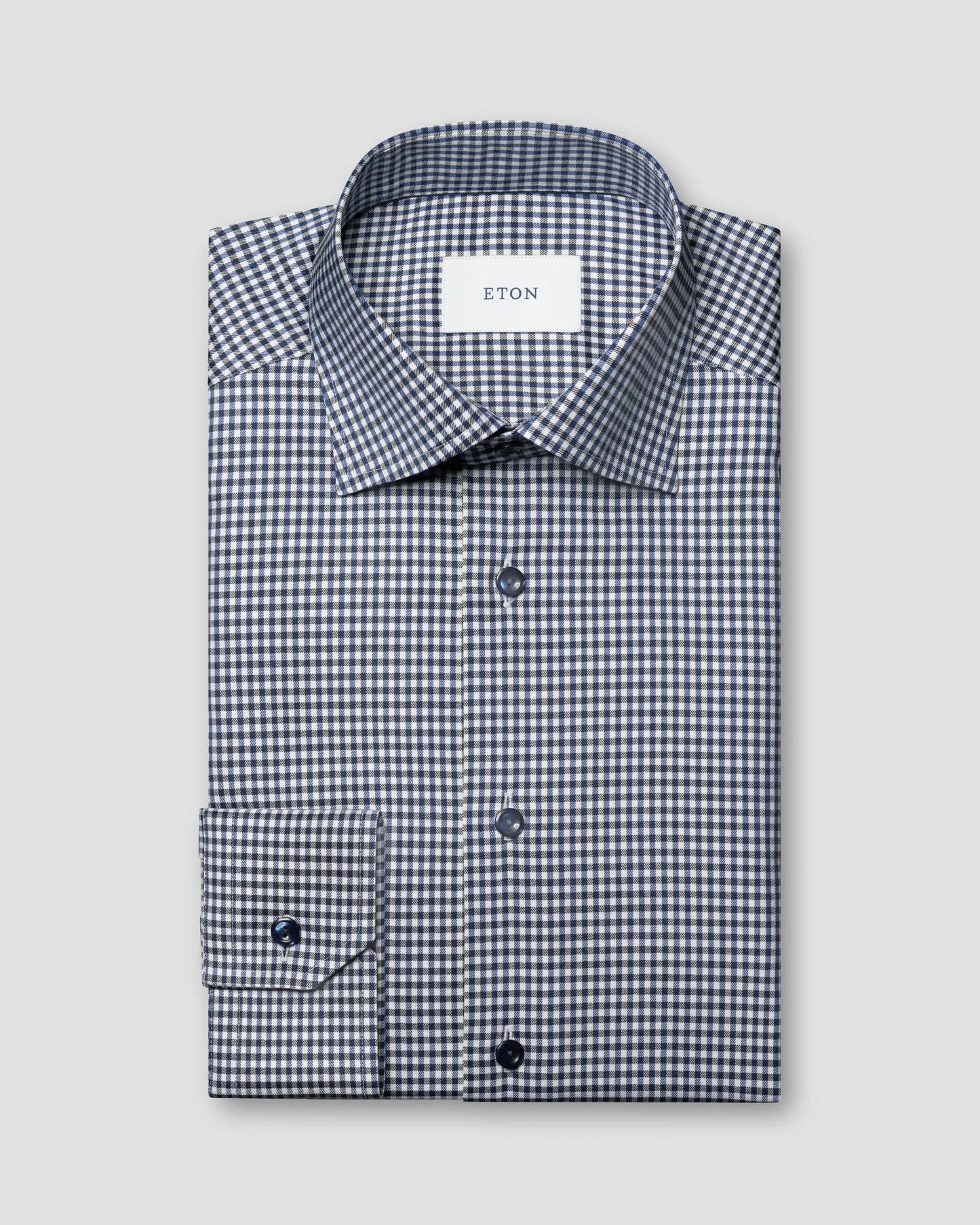 Eton Slim Check Cotton TENCEL™ Lyocell Shirt in Navy Blue