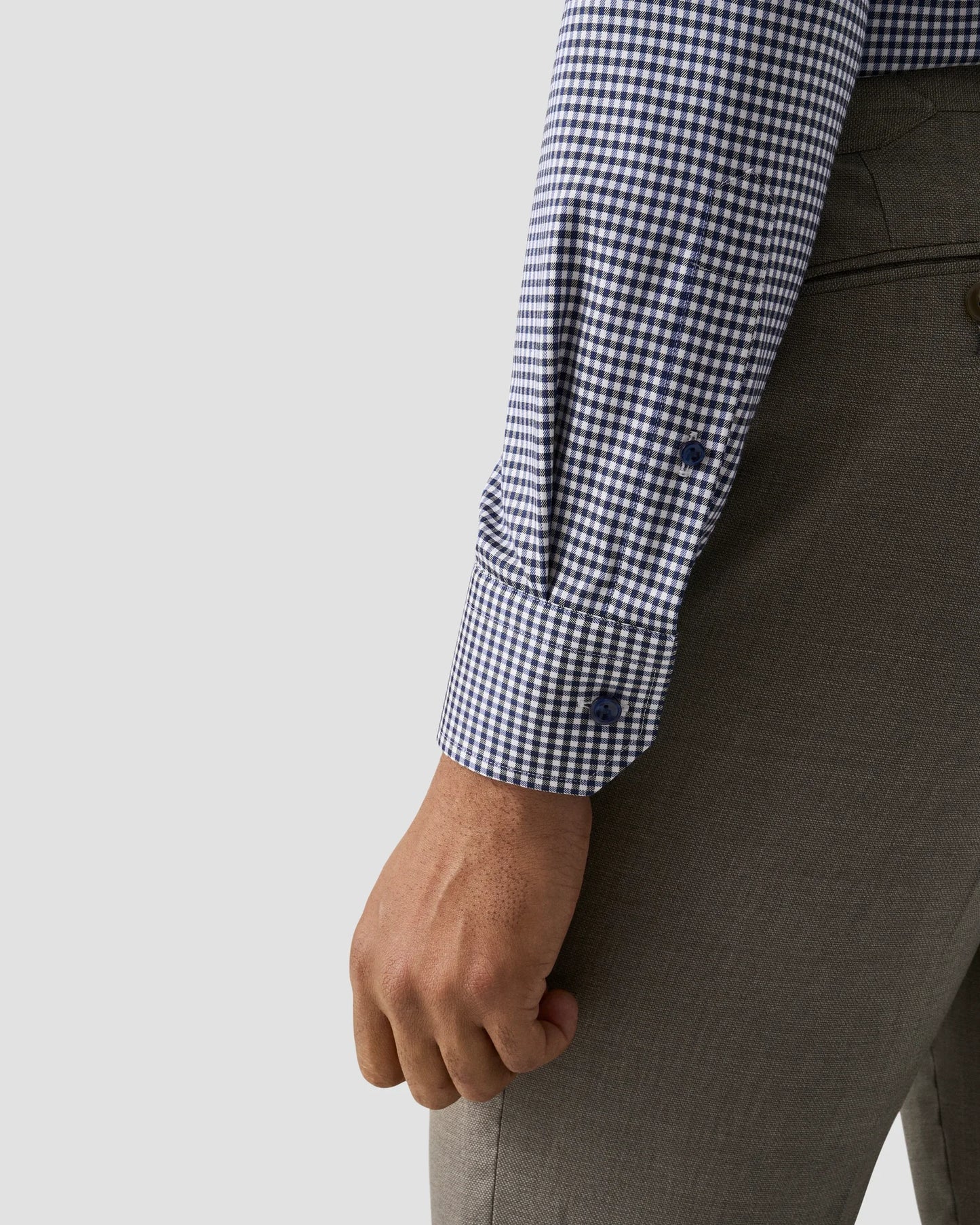 Eton Slim Check Cotton TENCEL™ Lyocell Shirt in Navy Blue