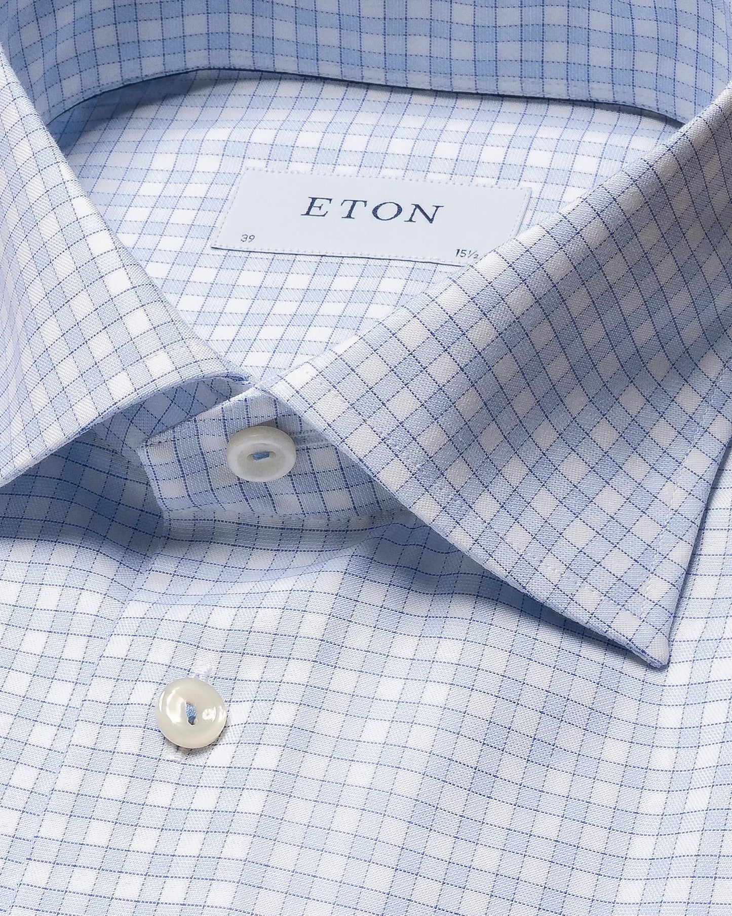 Eton Checked Signature Twill Sport Shirt in Light Blue