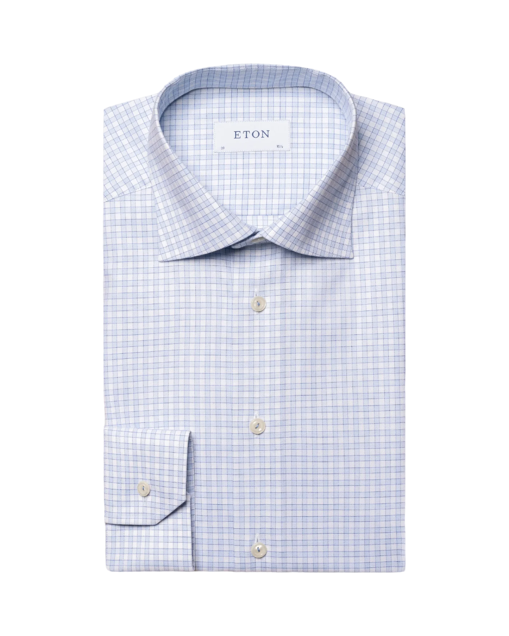 Eton Checked Signature Twill Sport Shirt in Light Blue